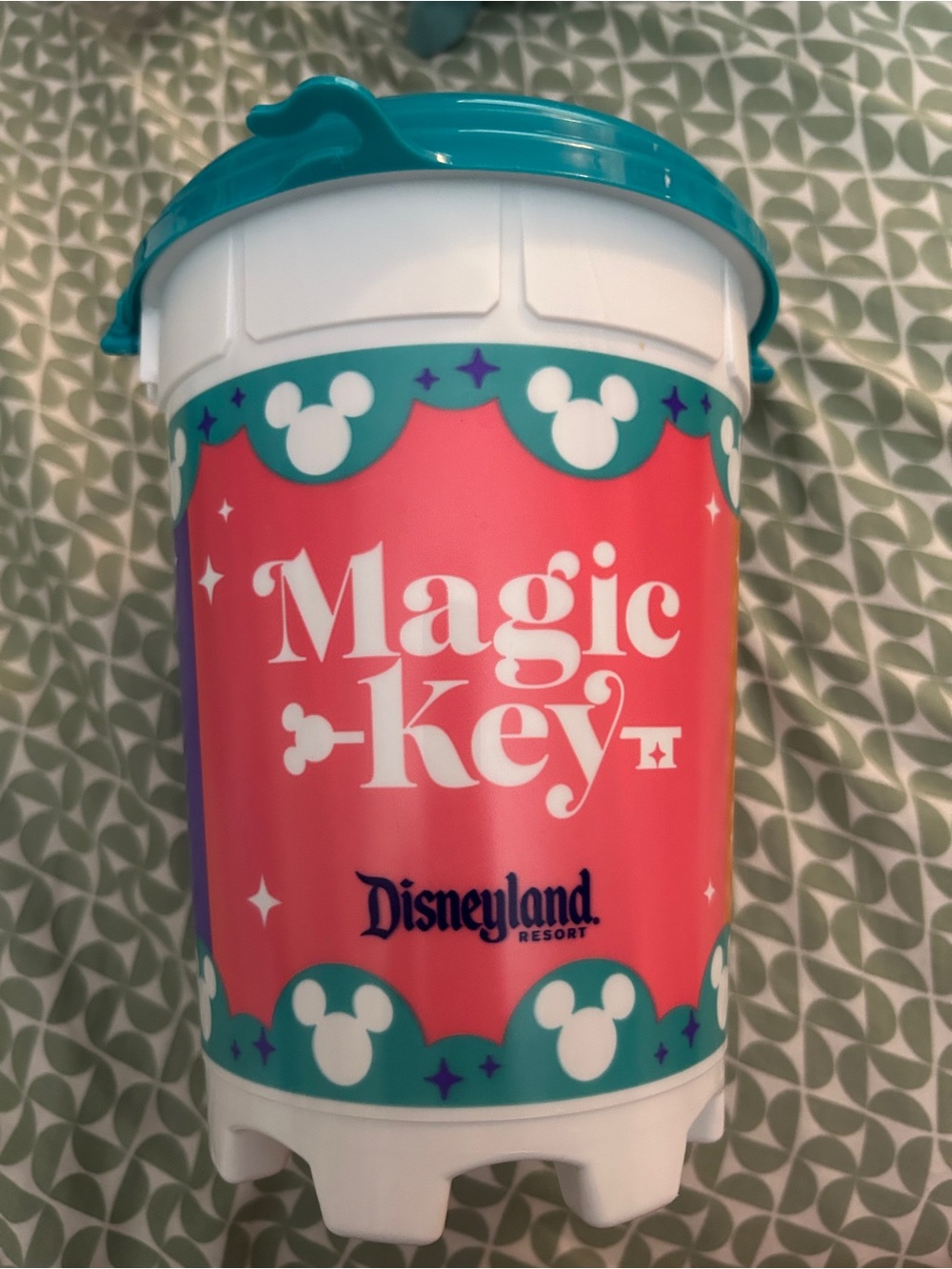 Disneyland Resort Magic Key Popcorn Bucket - Coral & Teal